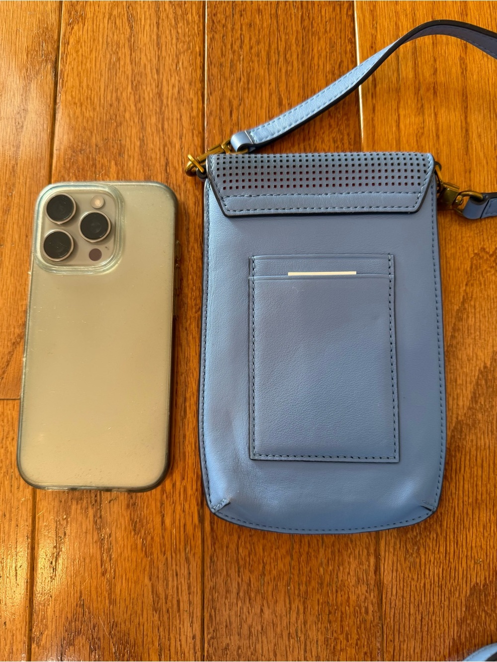 Tory Burch Logo Perforated Leather Crossbody Phone Bag w/ Dust Bag Montego  Blue - Picture 7 of 13